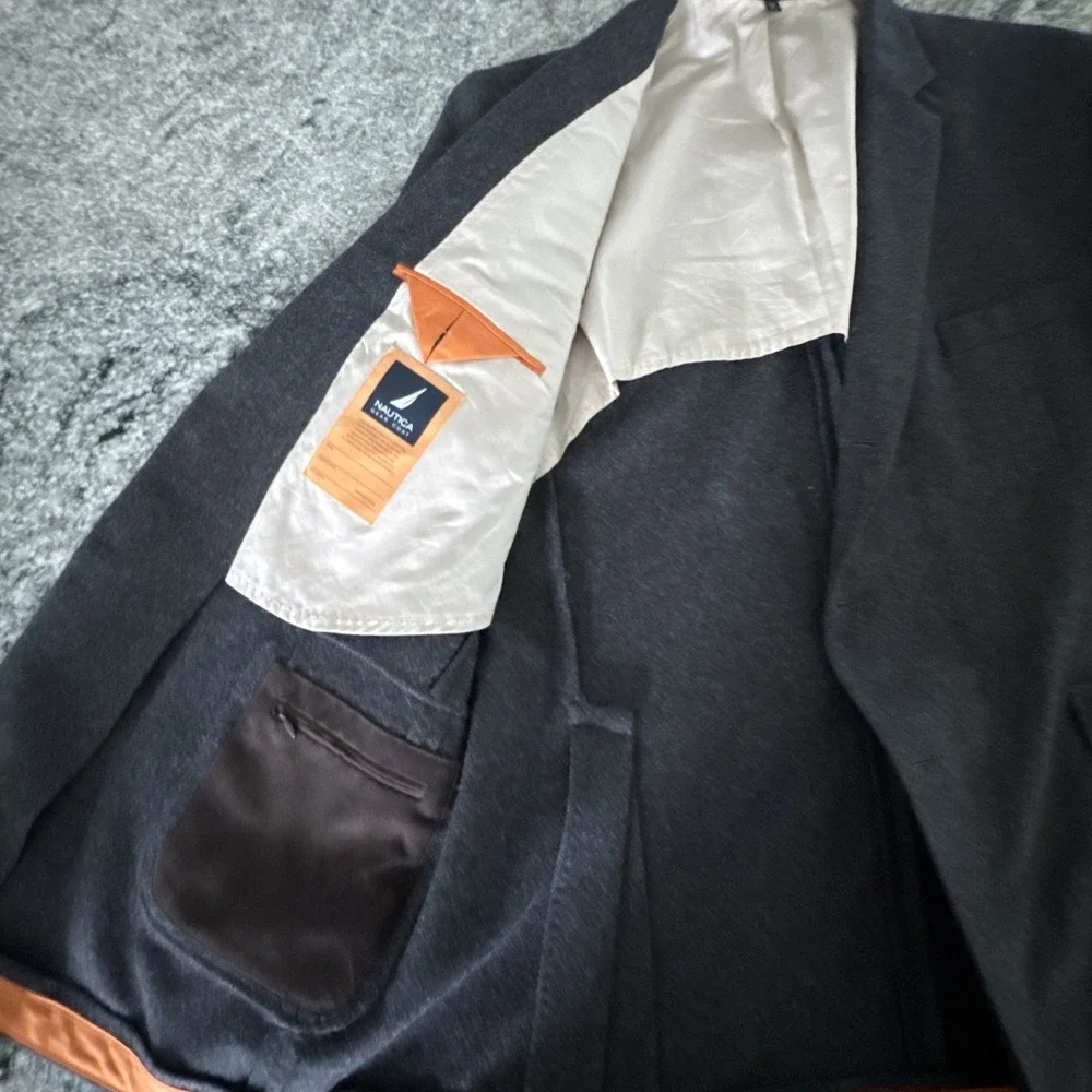 NAUTICA‎ Mens Size 48L 100% Wool Gray 3 Button SportCoat Gear Coat #756